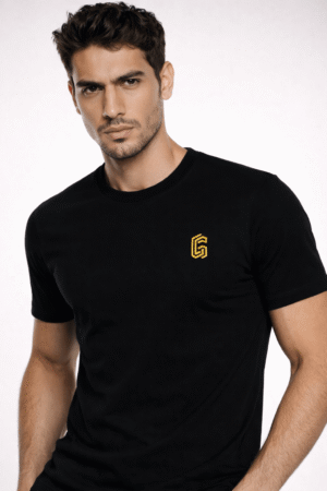 Signature Embroidered Tee – Jet Black