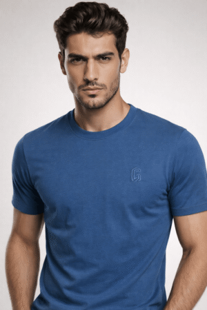 Signature Embroidered Tee –Slate Blue