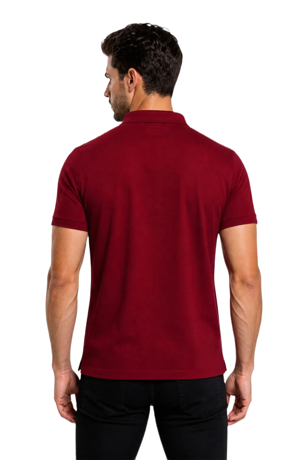 GLAMOR Essential Polo Burgundy Back View