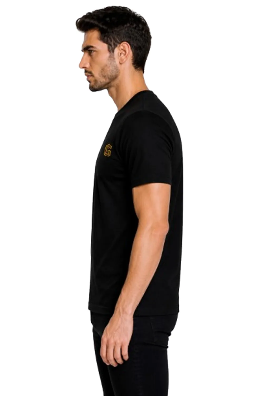 GLAMOR Signature Embroidered Tee Jet Black Side View