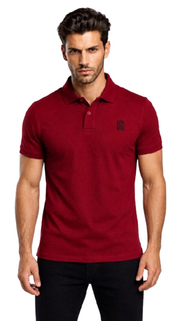 GLAMOR Essential Polo Burgundy Front View