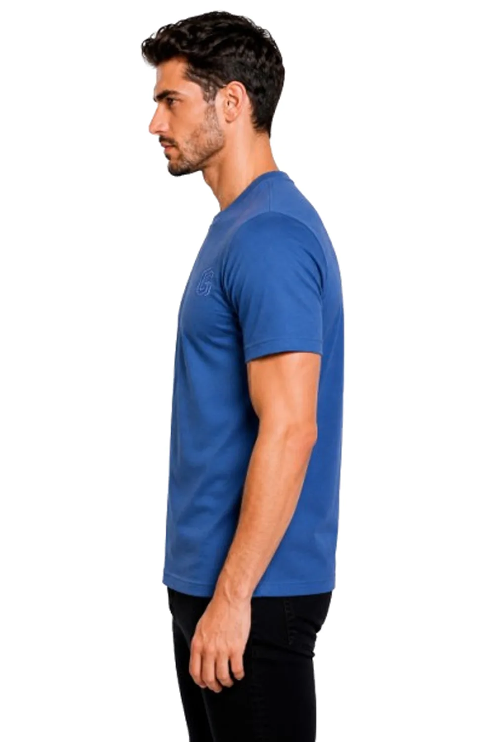 GLAMOR Signature Embroidered Tee Slate Blue Side View