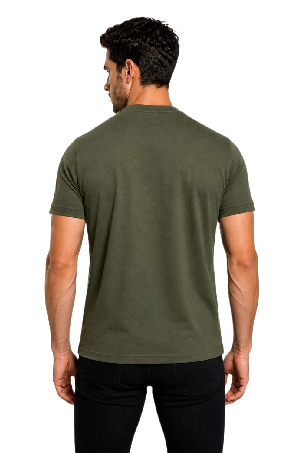 GLAMOR Signature Embroidered Tee Olive Green Back View