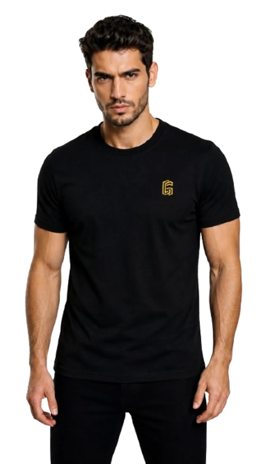 GLAMOR Signature Embroidered Tee Jet Black Front View