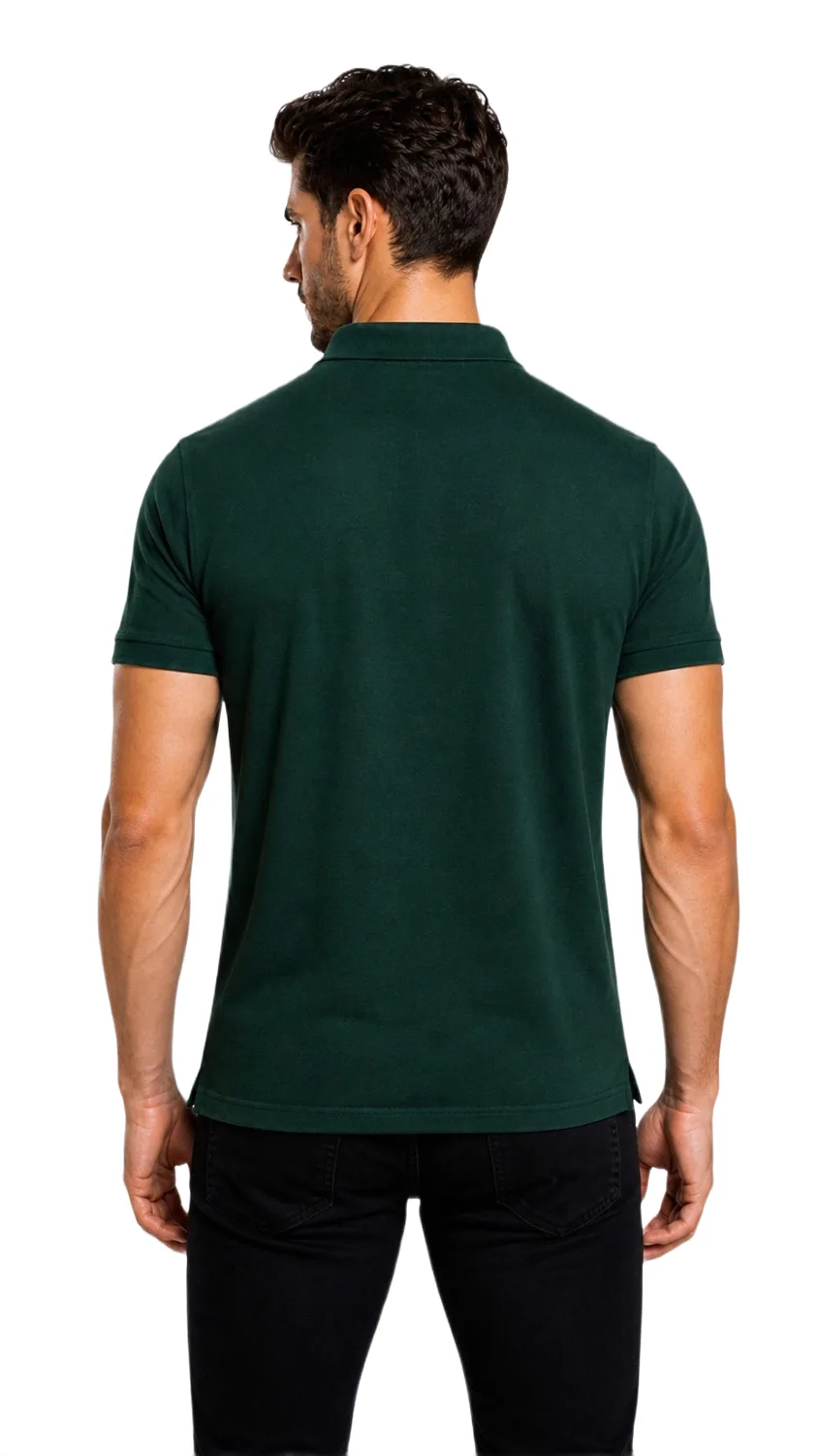 GLAMOR Essential Polo Forest Green Back View