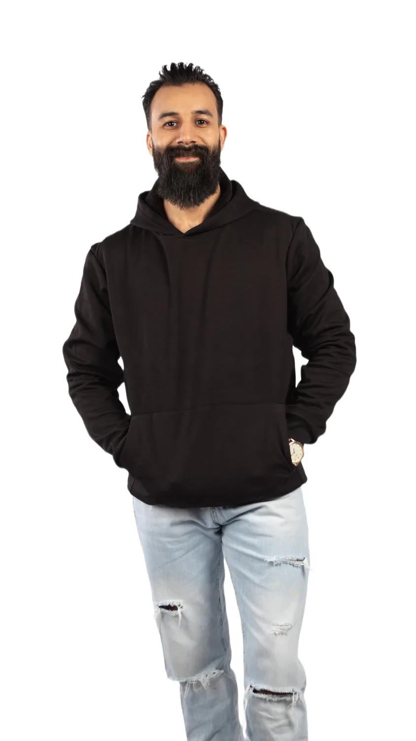 GLAMOR Signature Hoodie Jet Black Front View